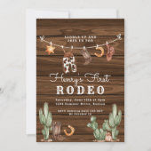 Western Eerste Rodeo houten foto Cowboy Verjaardag Kaart (Voorkant)