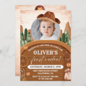 Western Eerste Rodeo Wild West Cowboy 1e Verjaarda Kaart (Voorkant / Achterkant)