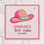 Western Eerste Rodeo Wild West Cowgirl 1e Verjaard Bedankjes Labels (Achterkant)