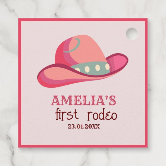 Western Eerste Rodeo Wild West Cowgirl 1e Verjaard Bedankjes Labels (Achterkant)