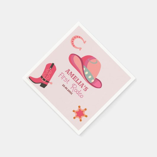 Western Eerste Rodeo Wild West Cowgirl 1e Verjaard Servet (Hoek)