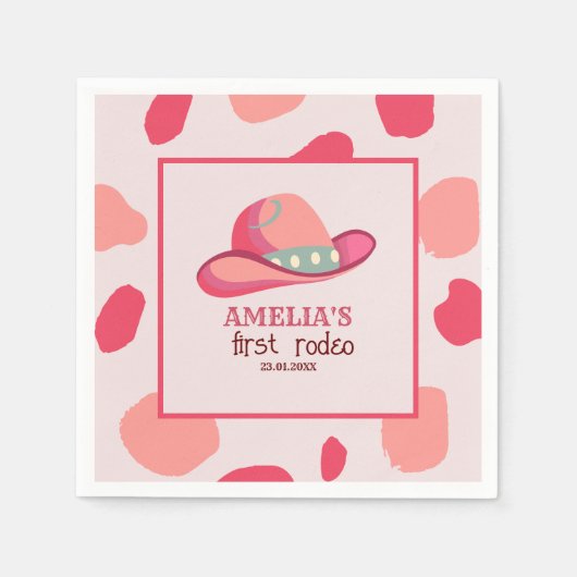 Western Eerste Rodeo Wild West Cowgirl 1e Verjaard Servet (Voorkant)