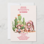 Western Eerste Rodeo Wildwest Cowgirl Roze Verjaar Kaart (Voorkant)