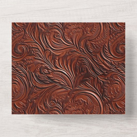 Western Elegant Bruin Blad All In One Uitnodiging (Achterkant)