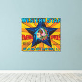 Western etiket van Star Apple - Yakima, WA Canvas Afdruk (Insitu (Houten vloer))