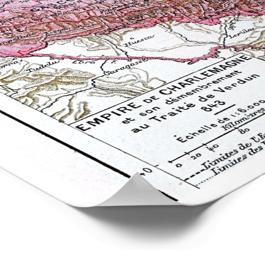 Western Europa bij het Verdrag van Verdun: 843 Poster (Hoek)