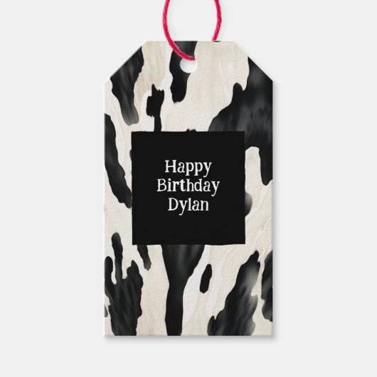 Western Farm Animal Cow Cadeaulabel (Voorkant)