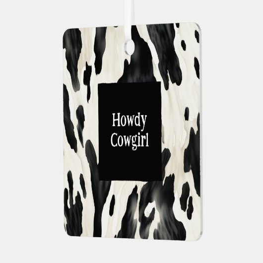 Western Farm Animal Cow Country Christmas Metalen Ornament (Voorkant links)