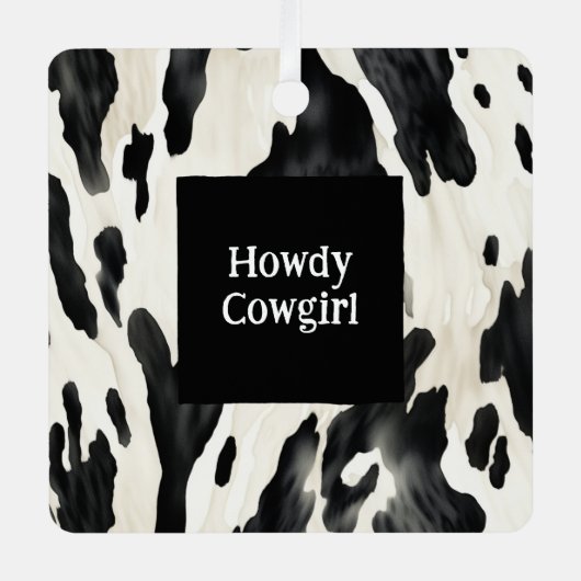 Western Farm Animal Cow Country Christmas Metalen Ornament (Voorkant)