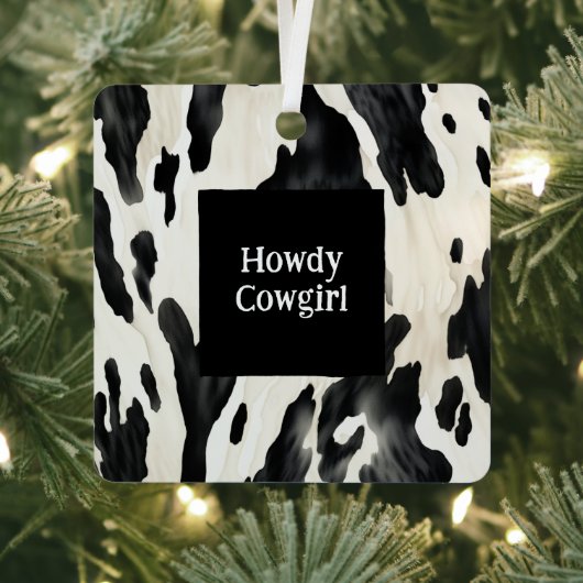 Western Farm Animal Cow Country Christmas Metalen Ornament (Insitu)