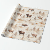 Western Farm Animal Highland Cow Birthday Cadeaupapier (Uitgerold)
