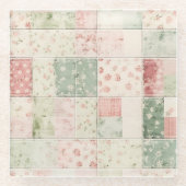 Western Farm Mint Pink Floral Quilt Patterns Glazen Onderzetter (Voorkant)