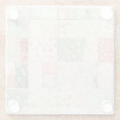 Western Farm Mint Pink Floral Quilt Patterns Glazen Onderzetter (Achterkant)
