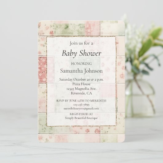 Western Farm Mint Pink Floral Quilt Patterns Kaart (Staand voorkant)