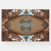 Western Faux Leather en Turquoise Gastenboek (Voorkant)