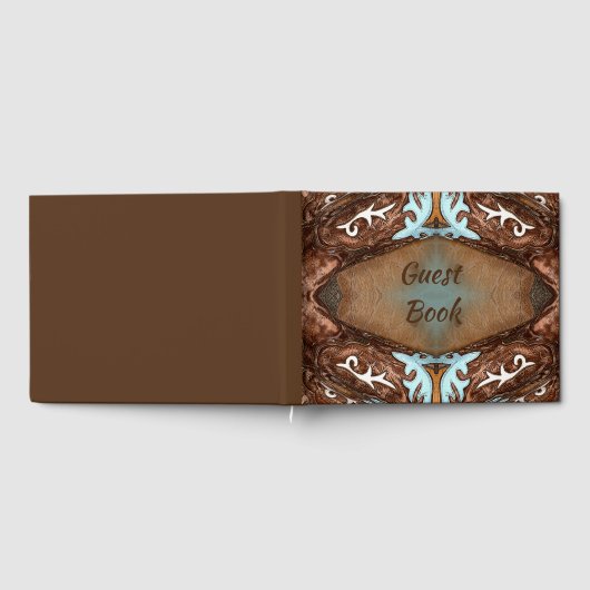 Western Faux Leather en Turquoise Gastenboek (Volledig)