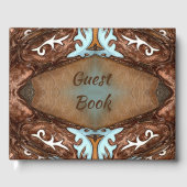 Western Faux Leather en Turquoise Gastenboek (Voorkant)