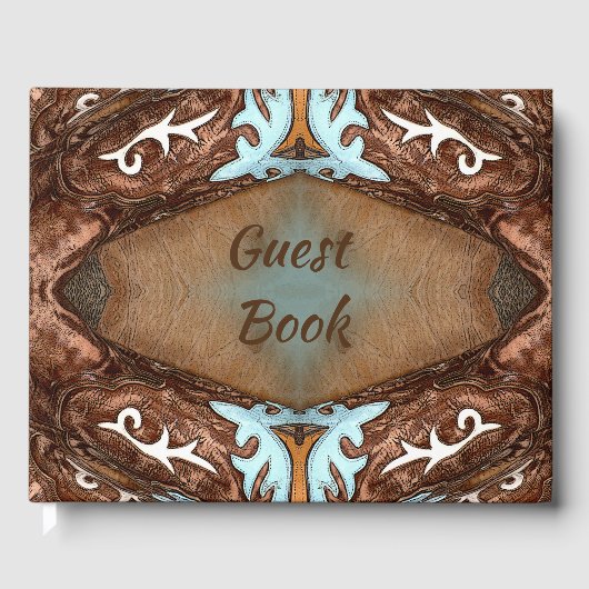 Western Faux Leather en Turquoise Gastenboek (Voorkant)