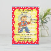 Western Feest Kleine Cowboy Verjaardagsuitnodiging Kaart (Staand voorkant)