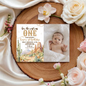 Western First Birthday Photo Invite Kaart
