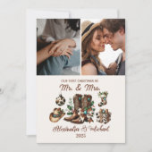 Western First Christmas As Mrs and Mr 2 Photo  Feestdagenkaart (Voorkant)