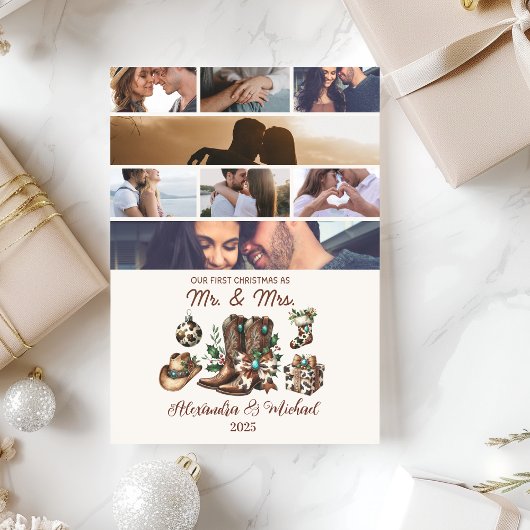 Western First Christmas As Mrs and Mr 8 Photo  Feestdagenkaart