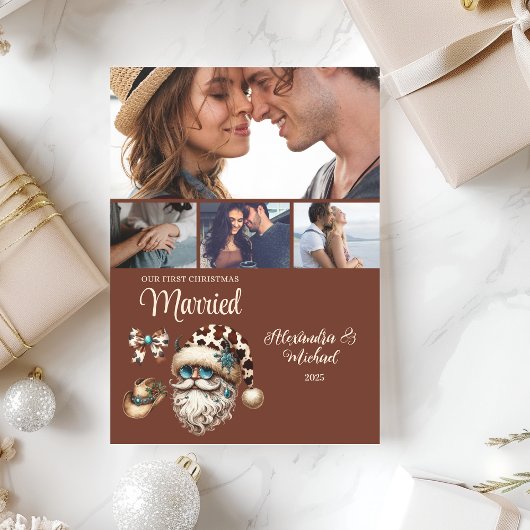 Western First Christmas Married 4 Photo  Feestdagenkaart