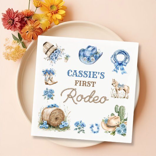Western First Rodeo Cowboy Birthday Napkins Servet