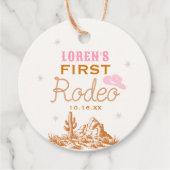 Western First Rodeo Cowgirl 1st Birthday Bedankjes Labels (Voorkant)