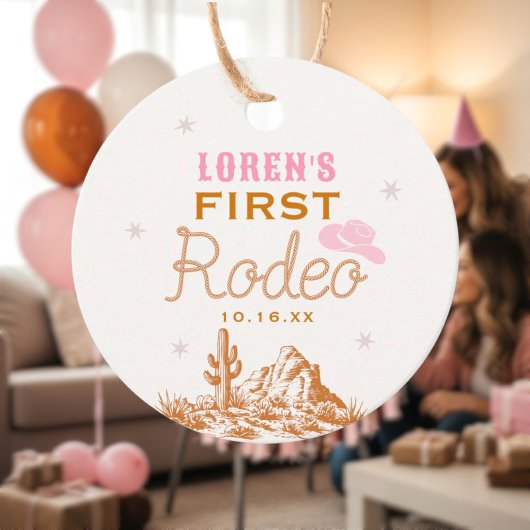 Western First Rodeo Cowgirl 1st Birthday Bedankjes Labels