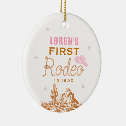 Western First Rodeo Cowgirl 1st Birthday Keramisch Ornament (Rechts)