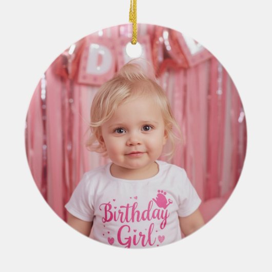 Western First Rodeo Cowgirl 1st Birthday Keramisch Ornament (Achterkant)