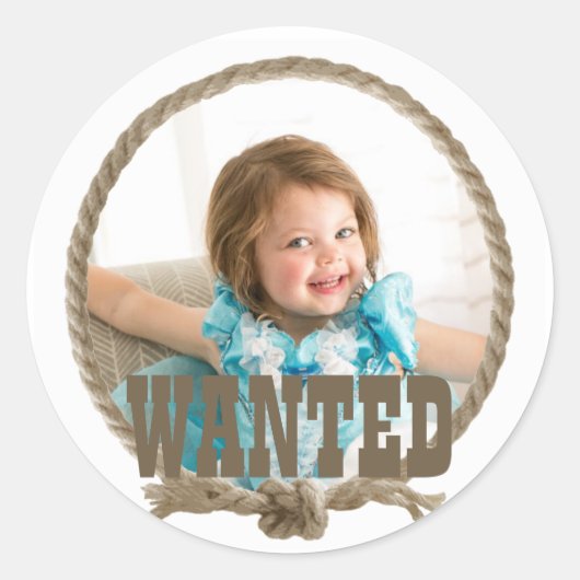 Western fotoontwerp van cirkeltouw ronde sticker (Voorkant)