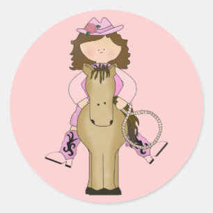 Western Fun Cowgirl, Paard, Touw Stickers