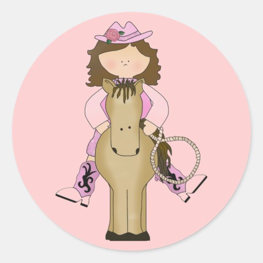 Western Fun Cowgirl, Paard, Touw Stickers (Voorkant)