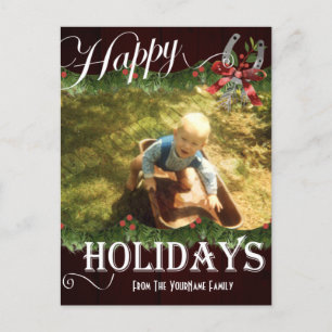 Western Garland Photo Personalized Holiday Card Feestdagenkaart