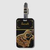 Western geïnspireerd akoestisch gitaarontwerp bagagelabel (Voorkant (verticaal))