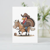 Western Gekookte Turkije Thanksgiving Cowboy Cowgi Bedankkaart (Staand voorkant)