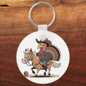 Western Gekookte Turkije Thanksgiving Cowboy Cowgi Sleutelhanger (Voorkant)