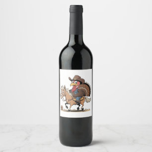 Western Gekookte Turkije Thanksgiving Cowboy Cowgi Wijn Etiket