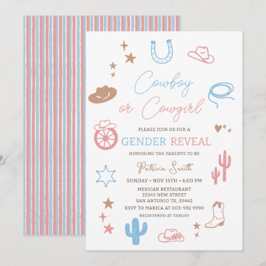 Western Gender Reveal Cowboy or Cowgirl  Kaart (Voorkant / Achterkant)