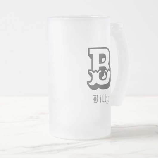 Western gepersonaliseerd monogram matglas bierpul (Voorkant rechts)