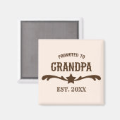 Western Gepromoveerd tot opa Custom Year Brown Magneet (Voorkant / Achterkant)