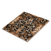 Western Gereed Leather Look Design Tan Brown Tegeltje (Zijkant)