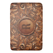 Western Gereed Leather Print Aangepast Initiaal Badmat (Voorkant Verticaal)