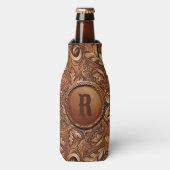 Western Gereed Leather Print Aangepast Initiaal Flesjeskoeler (Fles Voorkant)