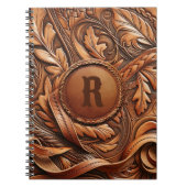 Western Gereed Leather Print Aangepast Initiaal Notitieboek (Voorkant)
