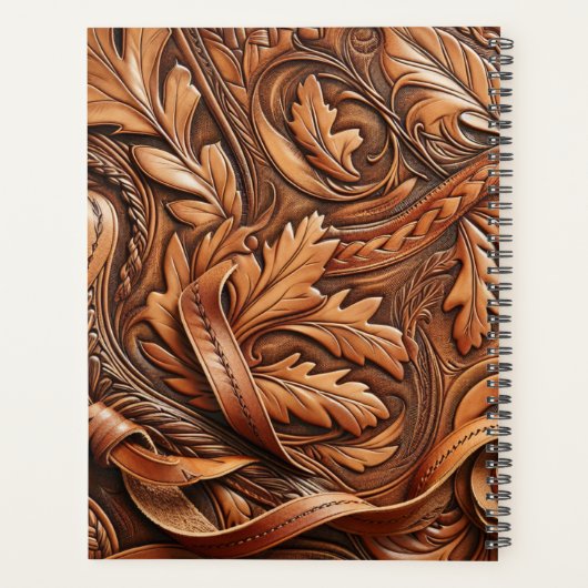 Western Gereed Leather Print Aangepast Initiaal Planner (Achterkant)