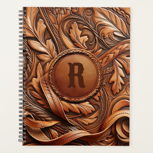 Western Gereed Leather Print Aangepast Initiaal Planner (Voorkant)