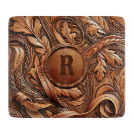 Western Gereed Leather Print Aangepast Initiaal Snijplank